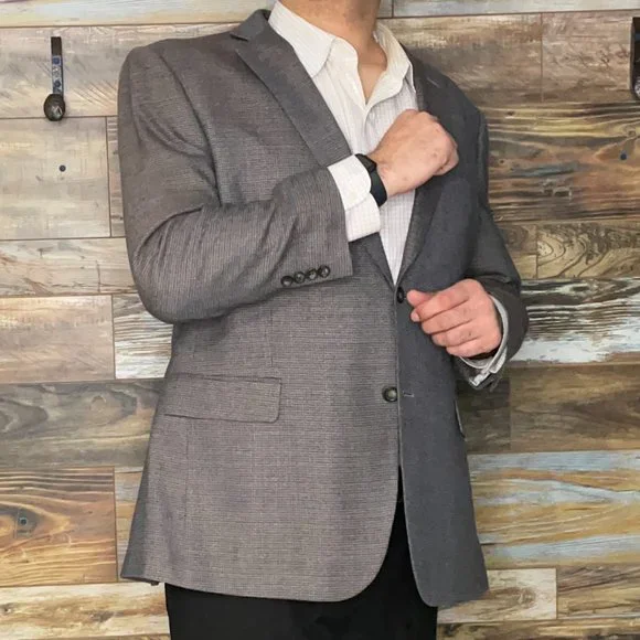 Pronto Uomo Platinum Wool Blend Gray Geometric Dual Vent Blazer Sport Jacket 50L - Picture 4 of 11